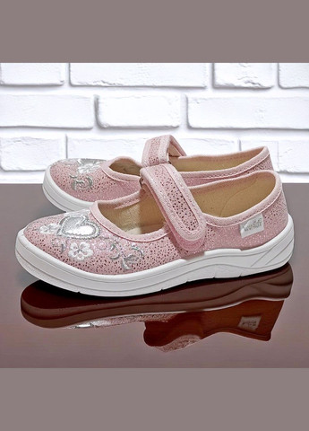 Розовые ортопедические закрытые тапочки на липучке сменка в садик для девочки валди Waldi со стразами, с вышивкой