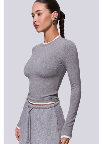 Светло-серый демисезонный джемпер с контрастными деталями xs серый меланж 871-1 Papaya