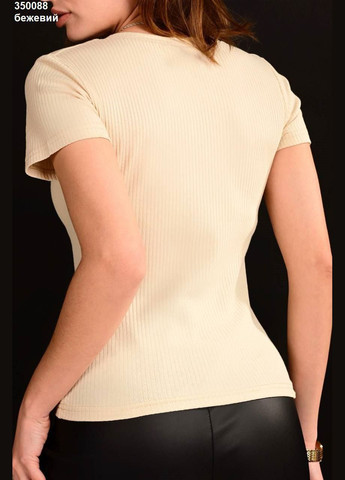 Бежевая летняя футболка женская летняя с рисунком с коротким рукавом No Brand
