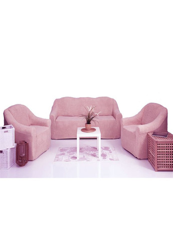 Меховые чехлы на диван и 2 кресла sh-002 Розовый Venera (268547649)