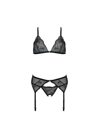 Черный демисезонный комплект с открытым доступом deliena set black - cherrylove Passion