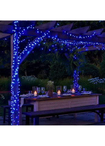 Новорічна гірлянда вулична 30 м 300 LED з сонячною батареєю чорний провід Синій SB300L30MBBL Garlando (365543393)