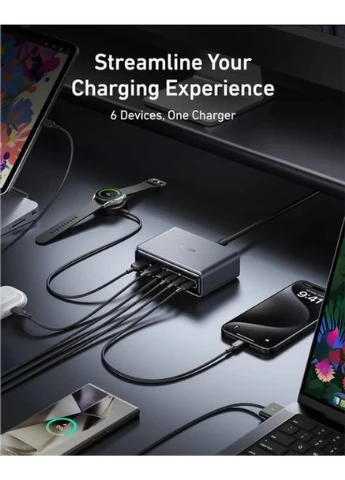 Мережева зарядка GaNPrime Charger - 200W, 4xUSB-C PD & 2xUSB-A (Black) Anker (372466104)