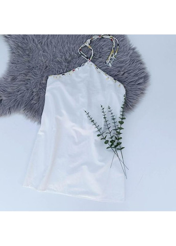 Белое короткое платье с воротником хальтер и бисером Zara