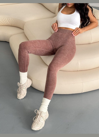 Коричневые демисезонные лосины с v-образным вырезом и эффектом пушап для спорта, йоги и фитнеса Strunka