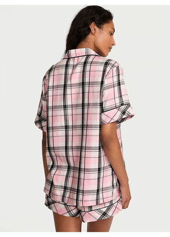 Рожева всесезон піжама з шортиками flannel short pajama set Victoria's Secret
