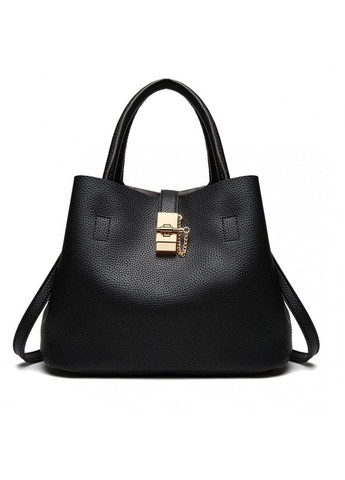 Жіноча сумка тоут із замком і внутрішньою косметичкою містка і стильна чорного кольору LR 2915 BK No Brand (355371835)