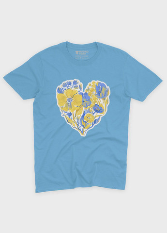 Голубая летняя женская футболка с патриотическим принтом сердце (ts001-4-lbl-005-1-103-f) Modno