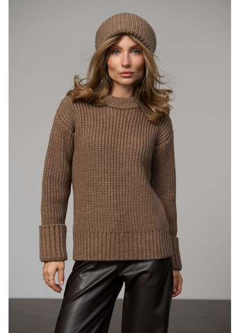 Темно-бежевий светр з хомутом 2843 димок Triko Bakh