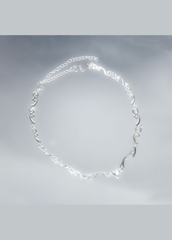 Ніжний ланцюжок з кристалом серця сріблястий милий чокер кокетт стиль кольє з кавай крилами казковий з химерними вітраж хвилями No Brand (329892292)