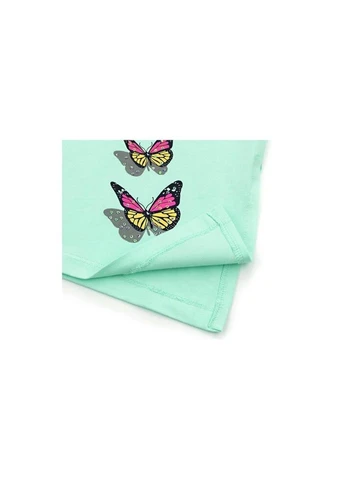 Комбинированное платье туника с бабочками (10262-152g-green) Breeze (300624939)