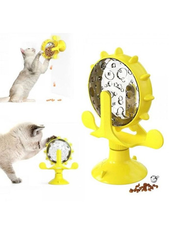 Интерактивная игрушка-кормушка для котов 01188/Т на присоске желтая BronzeDog (285792324)