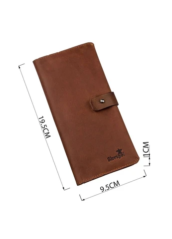 Бумажник мужской из винтажной кожи Коричневый 19,5х9,5х1 см Shvigel (391297360)