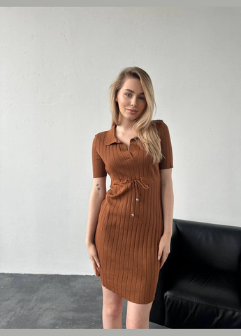 Коричнева повсякденний, кежуал жіноча коричнева сукня No Brand однотонна