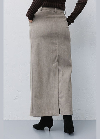 Бежевая теплая юбка-карандаш длинная темно-серого цвета Arjen