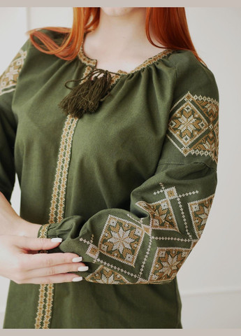 Хакі вишиванка жіноча хакі з льону лелека, роз.s(44) 4PROFI (294207508)