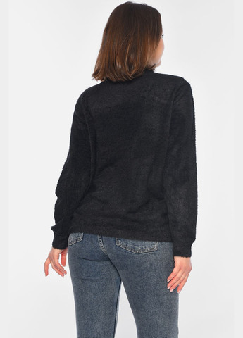 Чорний демісезонний светр жіночий однотонний чорного кольору пуловер Let's Shop