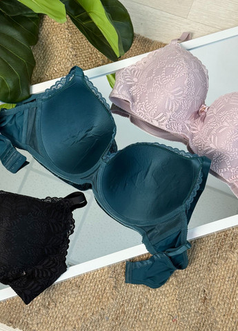 Пудровий ажурни бюстгальтер на кісточці колекції "делія" VIDCHUY