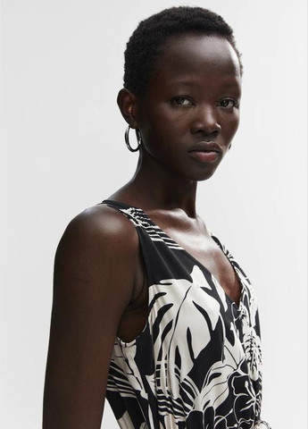 Черное платье меди летнее сарафан в цветочный принт платье Mango