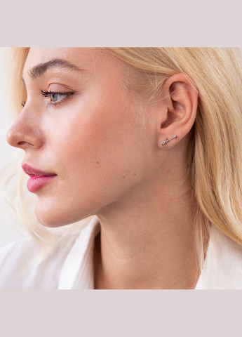 Сережки - пусети Kiss у білому золоті с07674 Oniks (264025060)