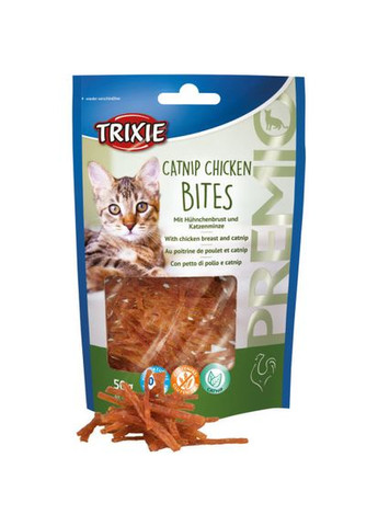 Лакомство Premio Catnip Chicken Bites для кошек кусочки с куриной грудкой и кошачьей мятой 50 г (*) Trixie (322592561)