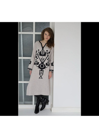 Сіра жіноча вишита сукня всесвіт сіра розмір m (5000294) VOVNA (368896242)