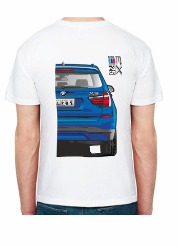 Біла футболка чоловіча з принтом bmw x3 f25 stock fr 207125 біла Avtolife