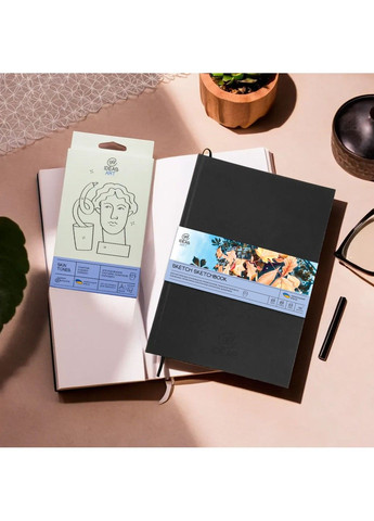 Скетчбук для скетчінга А4 48 аркушів (130 г/м2), білий папір, чорна обкладинка, 99IDEA9-SBSP4BL 99IDEAS (329144173)