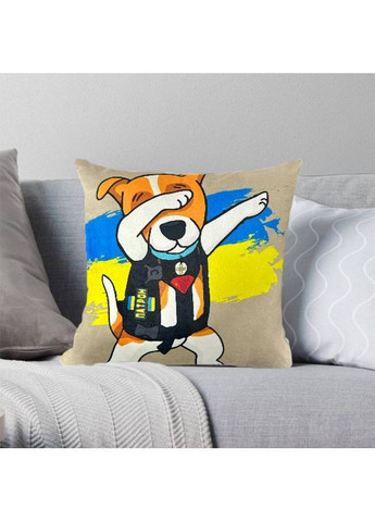 Подушка патриотическая 3D "Пес Патрон" 2713_D 12750 35х35 см бежевая FlexDress (368783836)