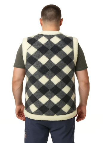 Жилетка чоловіча двостороння з овчини з елегантним картатим візерунком Olli (362670921)