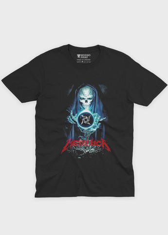 Черная мужская футболка с рок-принтом "metallica" (ts001-3-bl-004-2-213) Modno