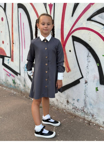 Графітова дівчача шкільна сукня FINO Mode (353501826)