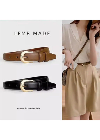 Модний унісекс ремінь Black 100 см з PU шкіри, універсальний тонкий пояс з пряжкою для джинсів, штанів і ділового стилю No Brand (362682242)