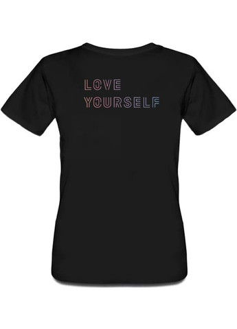 Черная летняя женская футболка bt bangtan boys "love yourself" (чёрная) s Fat Cat