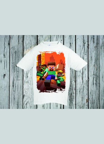 Біла демісезонна футболка youstyle майнкрафт 0270 Gildan