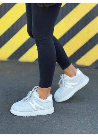 Жіночі кросівки натуральна замша на високій платформі світло сірі теплі зимові кеди на хутрі No Brand сірі зими (366666074)