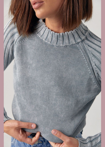 Сірий демісезонний короткий жіночий светр у техніці тай-дай Lurex