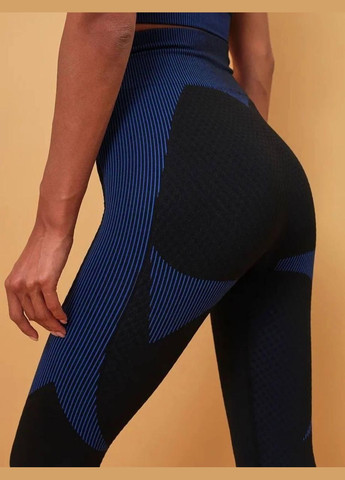 Спортивный костюм тройка (рашгард, топ и леггинсы) черного цвета с синими вставками, размер XL Trends (330757670)