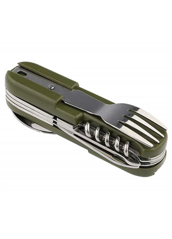 Туристический мультитул, складной набор нож, фонарик 9в1 "MultiTravel" с чехлом (зеленый) China (366890763)