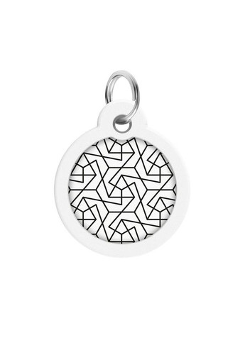 Адресник для собак і котів металевий Smart ID з QR паспортом, малюнок "Геометрія", коло, Д 30 мм WAUDOG (363199927)