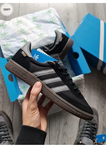 Серые демисезонные кроссовки мужские adidas spezial handball cordura black grey адидас специал No Brand