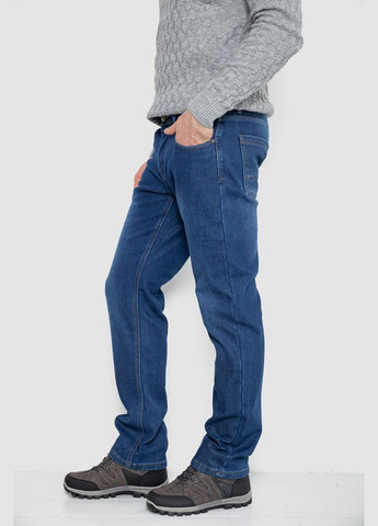 Синие демисезонные прямые джинсы мужские на флисе синие с потертостями размер 30 (sku_254r2409) Ager