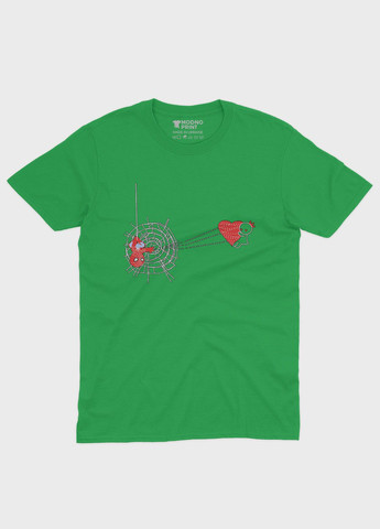 Зелена демісезонна футболка для хлопчика з принтом супергероя - людина-павук (ts001-1-keg-006-014-005-b) Modno