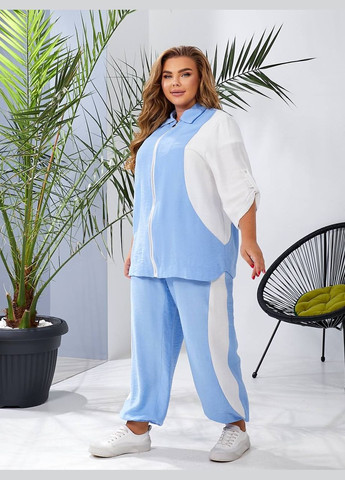 Жіночий лляний костюм двійка колір м'ятний New Trend (304991463)