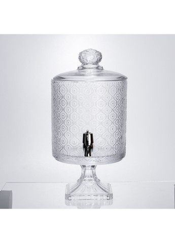 Лимонадниця з краном на підставці скляна 4.5 л лимонадник 39 см прозорий HP-19-3045-7 Yiwu (369446726)