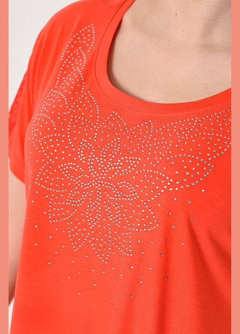 Коралловая летняя футболка женская батальная кораллового цвета Let's Shop