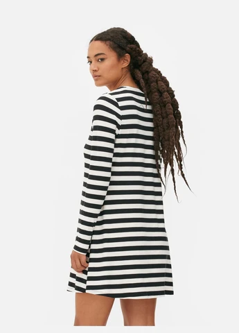 Черное платье демисезон,черный в белую полоску, Primark