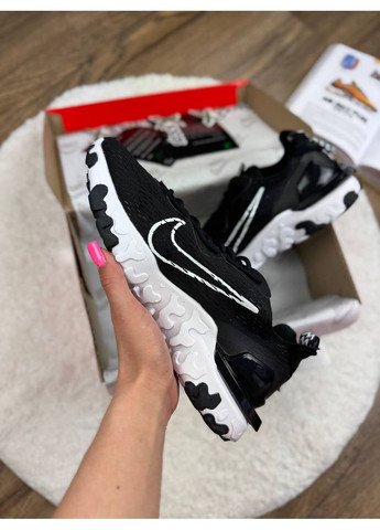 КРОСІВКИ ЖІНОЧІ NIKE REACT VISION BLACK WHITE НАЙК РЕАКТ ВІСІОН No Brand чорні демісезони (367175161)