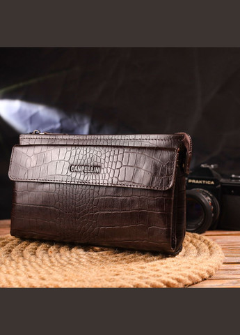 Мужской клатч из натуральной кожи с карманами и ремешками коричневый (sku_21552) No Brand (328922278)