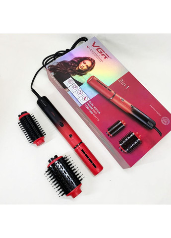Електрична фен-щітка V-489 стайлер для укладання волосся 1300 Вт. Колір: червоний VGR (364665541)